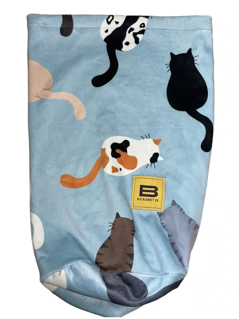 Big Blanket Co. Cat Print Baby Blue Blanket -Soft Plush Fleece